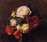 Henri Fantin-Latour Roses and Nasturtiums painting